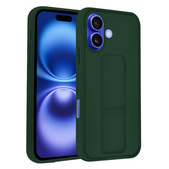 MARGOUN Premium Soft Silicone Case for Apple iPhone 16 Plus Magnetic Car Mount Compatible, Built-in Kickstand, Shockproof Finger Grip green
