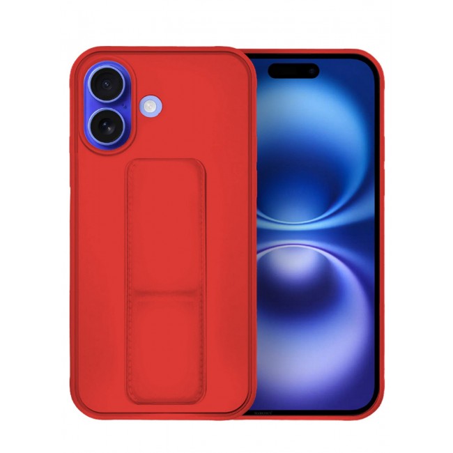 MARGOUN Premium Soft Silicone Case for Apple iPhone 16 Plus Magnetic Car Mount Compatible, Built-in Kickstand, Shockproof Finger Grip red