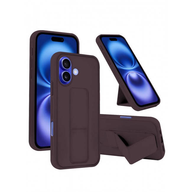MARGOUN Premium Soft Silicone Case for Apple iPhone 16 Plus Magnetic Car Mount Compatible, Built-in Kickstand, Shockproof Finger Grip Merlot