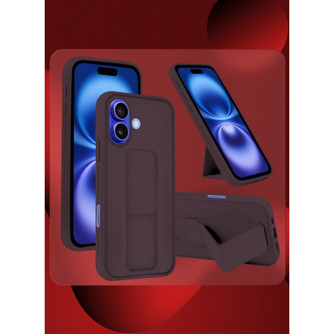 MARGOUN Premium Soft Silicone Case for Apple iPhone 16 Plus Magnetic Car Mount Compatible, Built-in Kickstand, Shockproof Finger Grip Merlot