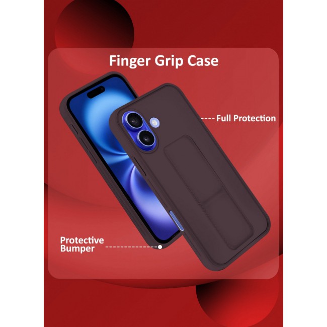 MARGOUN Premium Soft Silicone Case for Apple iPhone 16 Plus Magnetic Car Mount Compatible, Built-in Kickstand, Shockproof Finger Grip Merlot