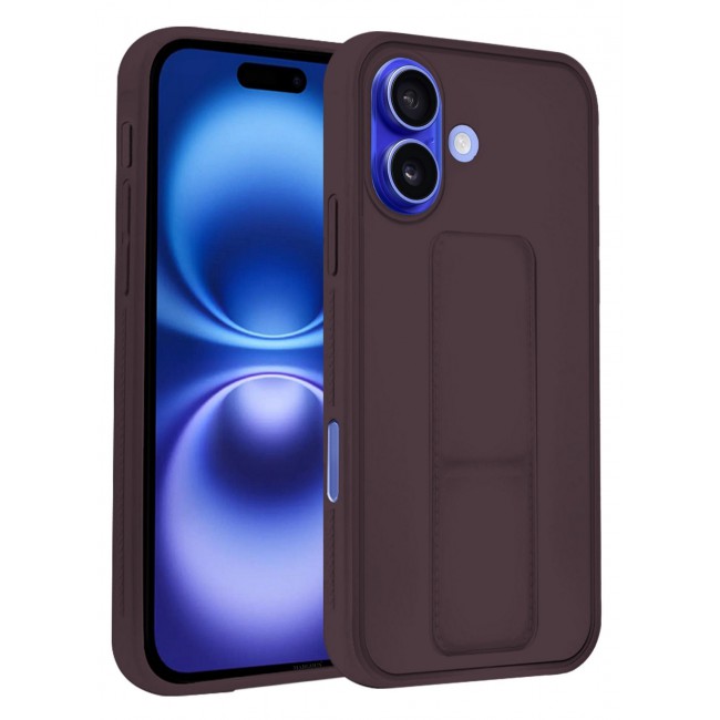 MARGOUN Premium Soft Silicone Case for Apple iPhone 16 Plus Magnetic Car Mount Compatible, Built-in Kickstand, Shockproof Finger Grip Merlot