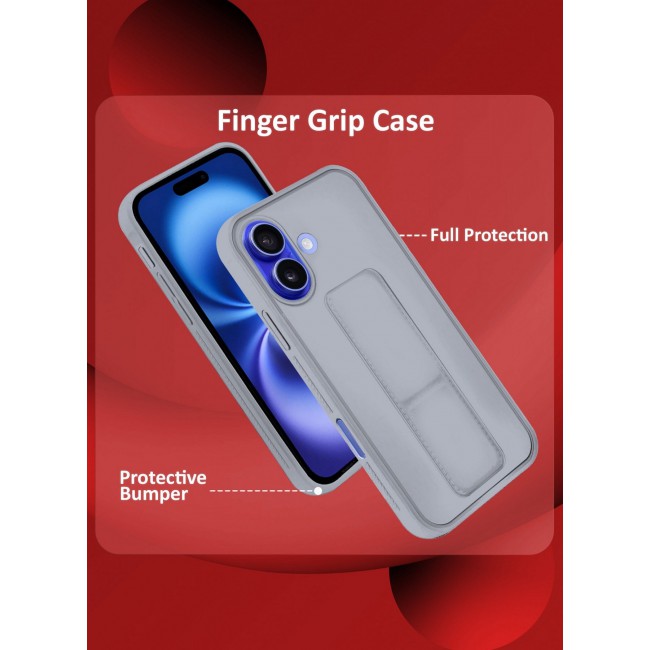 MARGOUN Premium Soft Silicone Case for Apple iPhone 16 Plus Magnetic Car Mount Compatible, Built-in Kickstand, Shockproof Finger Grip grey