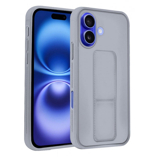 MARGOUN Premium Soft Silicone Case for Apple iPhone 16 Plus Magnetic Car Mount Compatible, Built-in Kickstand, Shockproof Finger Grip grey
