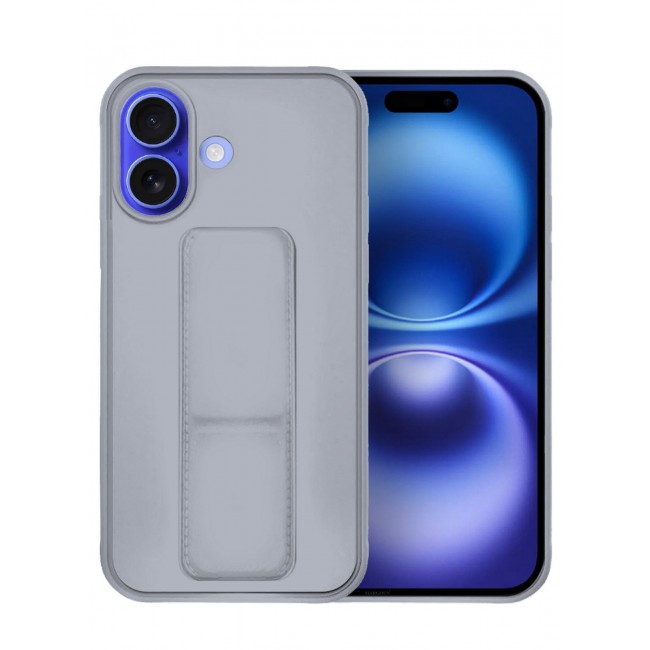 MARGOUN Premium Soft Silicone Case for Apple iPhone 16 Plus Magnetic Car Mount Compatible, Built-in Kickstand, Shockproof Finger Grip grey