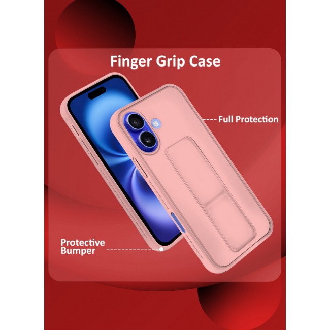 MARGOUN Premium Soft Silicone Case for Apple iPhone 16 Plus Magnetic Car Mount Compatible, Built-in Kickstand, Shockproof Finger Grip pink