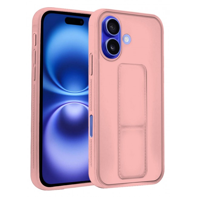 MARGOUN Premium Soft Silicone Case for Apple iPhone 16 Plus Magnetic Car Mount Compatible, Built-in Kickstand, Shockproof Finger Grip pink