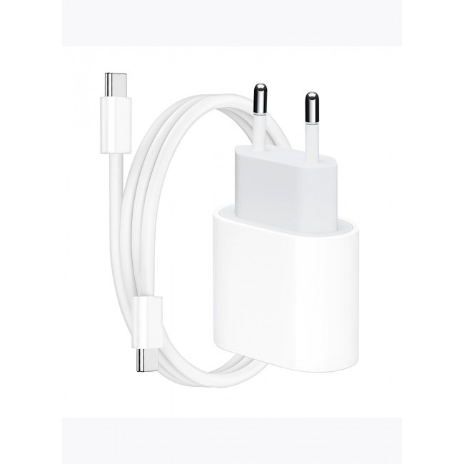 MARGOUN 20W USB-C Power Adapter – Fast Charging Wall Charger with EU Plug & 1m USB-C Cable for iPhone Series 17/16/15 white