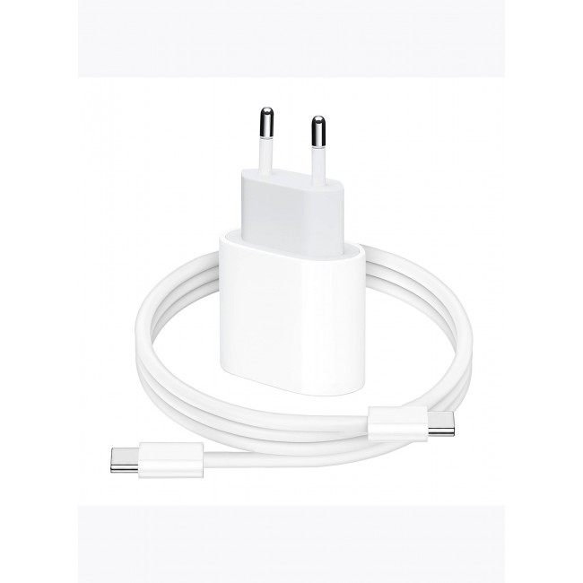MARGOUN 20W USB-C Power Adapter – Fast Charging Wall Charger with EU Plug & 1m USB-C Cable for iPhone Series 17/16/15 white