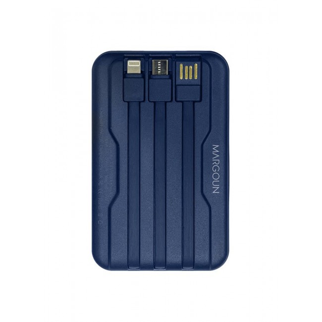 MARGOUN Magnetic Power Bank 10000mAh for iPhone 17 Air – MagSafe Compatible Portable Wireless Charger with Built-in Cables Type-C, Lightning, USB & Digital LED Display blue