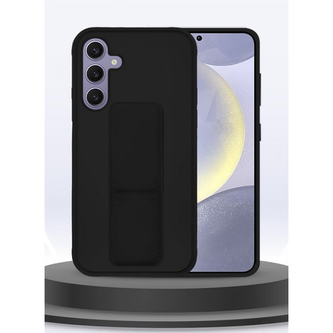 MARGOUN Premium Soft Silicone Case for Samsung Galaxy S24 Plus Magnetic Car Mount Compatible, Built-in Kickstand, Shockproof Finger Grip black