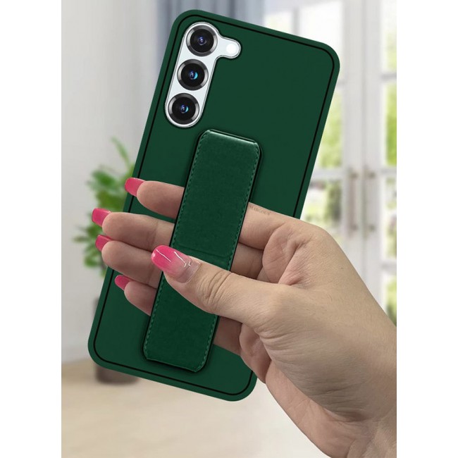 MARGOUN Premium Soft Silicone Case for Samsung Galaxy S23 Magnetic Car Mount Compatible, Built-in Kickstand, Shockproof Finger Grip green