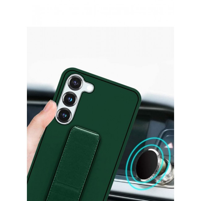 MARGOUN Premium Soft Silicone Case for Samsung Galaxy S23 Magnetic Car Mount Compatible, Built-in Kickstand, Shockproof Finger Grip green