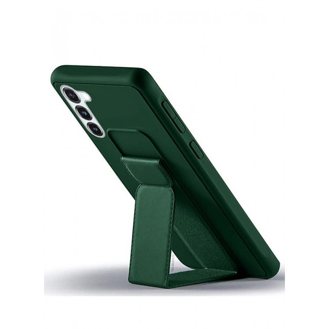 MARGOUN Premium Soft Silicone Case for Samsung Galaxy S23 Magnetic Car Mount Compatible, Built-in Kickstand, Shockproof Finger Grip green
