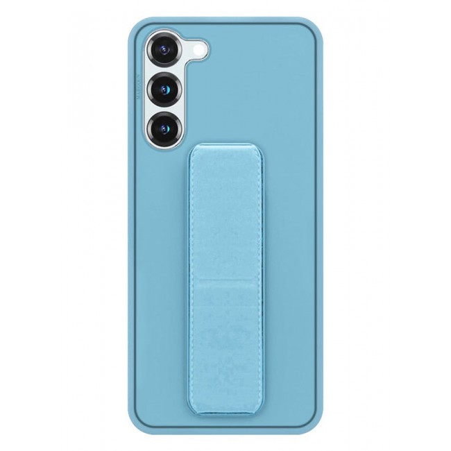 MARGOUN Premium Soft Silicone Case for Samsung Galaxy S23 Magnetic Car Mount Compatible, Built-in Kickstand, Shockproof Finger Grip Light Blue