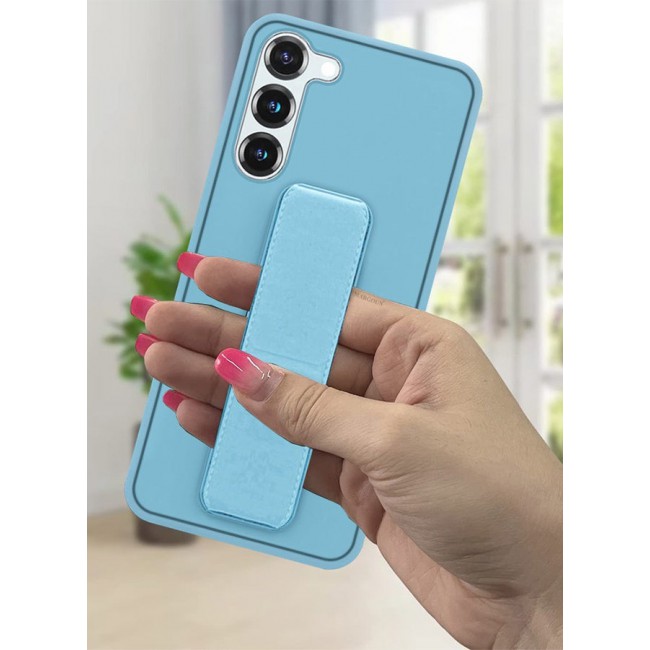 MARGOUN Premium Soft Silicone Case for Samsung Galaxy S23 Magnetic Car Mount Compatible, Built-in Kickstand, Shockproof Finger Grip Light Blue
