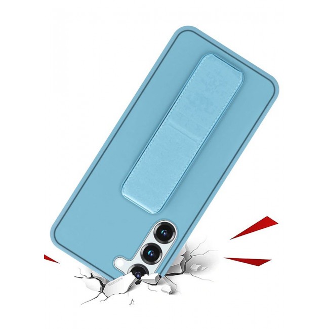 MARGOUN Premium Soft Silicone Case for Samsung Galaxy S23 Magnetic Car Mount Compatible, Built-in Kickstand, Shockproof Finger Grip Light Blue