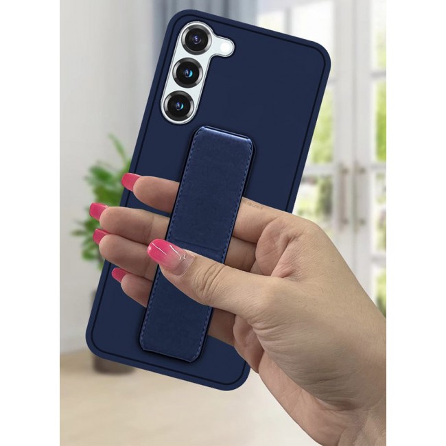 MARGOUN Premium Soft Silicone Case for Samsung Galaxy S23 Magnetic Car Mount Compatible, Built-in Kickstand, Shockproof Finger Grip blue