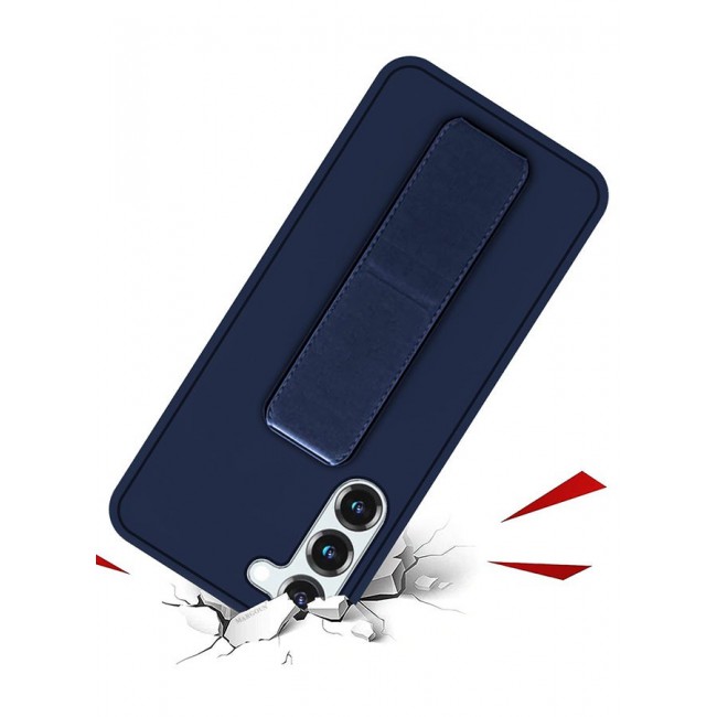 MARGOUN Premium Soft Silicone Case for Samsung Galaxy S23 Magnetic Car Mount Compatible, Built-in Kickstand, Shockproof Finger Grip blue