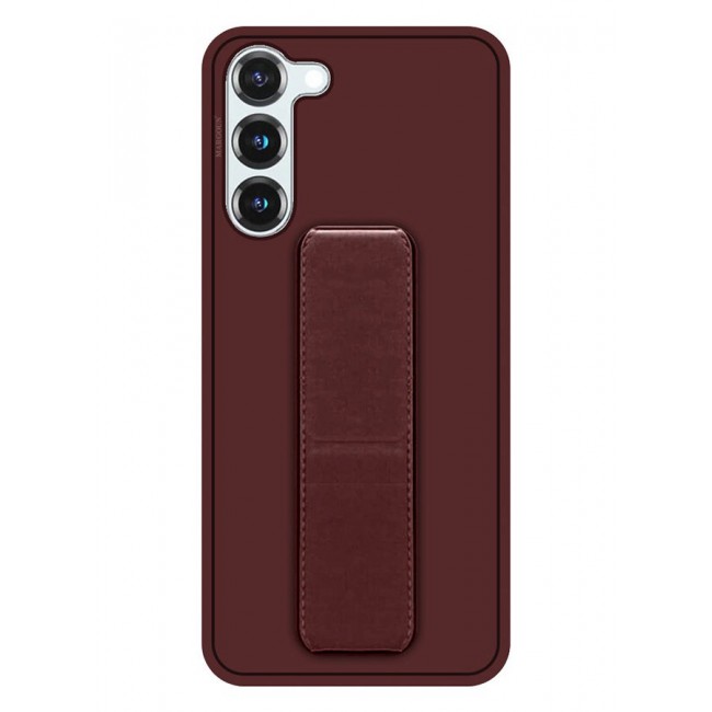 MARGOUN Premium Soft Silicone Case for Samsung Galaxy S23 Magnetic Car Mount Compatible, Built-in Kickstand, Shockproof Finger Grip Merlot