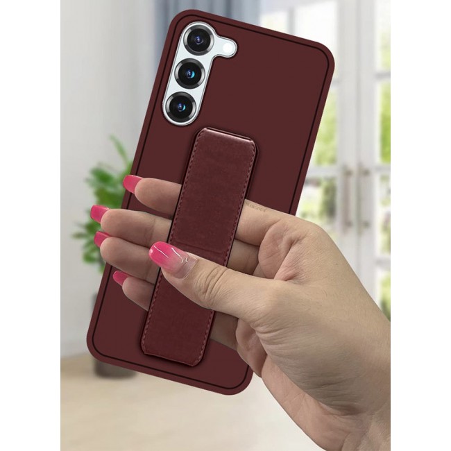 MARGOUN Premium Soft Silicone Case for Samsung Galaxy S23 Magnetic Car Mount Compatible, Built-in Kickstand, Shockproof Finger Grip Merlot