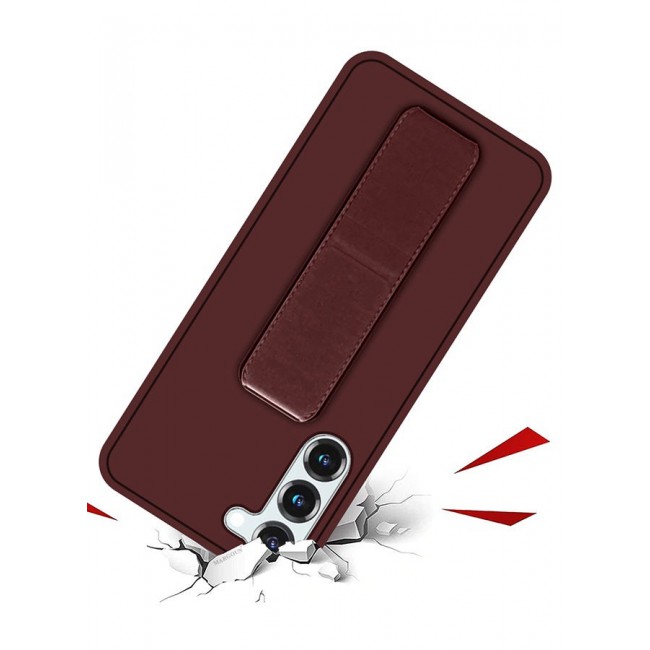 MARGOUN Premium Soft Silicone Case for Samsung Galaxy S23 Magnetic Car Mount Compatible, Built-in Kickstand, Shockproof Finger Grip Merlot