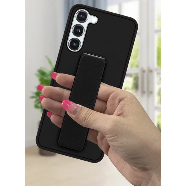 MARGOUN Premium Soft Silicone Case for Samsung Galaxy S23 Magnetic Car Mount Compatible, Built-in Kickstand, Shockproof Finger Grip black
