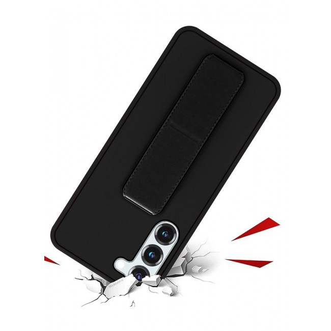 MARGOUN Premium Soft Silicone Case for Samsung Galaxy S23 Magnetic Car Mount Compatible, Built-in Kickstand, Shockproof Finger Grip black