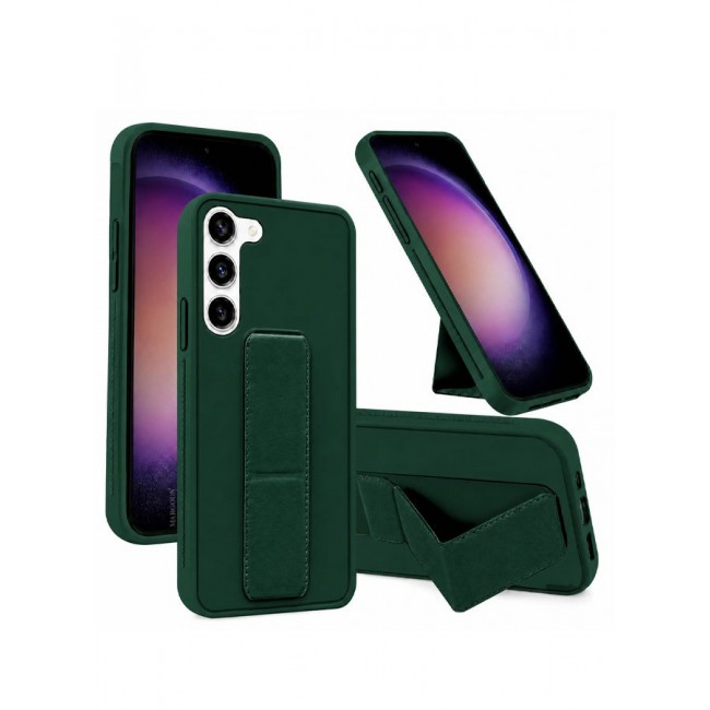 MARGOUN Premium Soft Silicone Case for Samsung Galaxy S23 Plus Magnetic Car Mount Compatible, Built-in Kickstand, Shockproof Finger Grip green