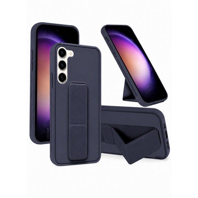 MARGOUN Premium Soft Silicone Case for Samsung Galaxy S23 Plus Magnetic Car Mount Compatible, Built-in Kickstand, Shockproof Finger Grip Dark Purple