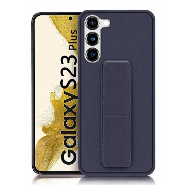 MARGOUN Premium Soft Silicone Case for Samsung Galaxy S23 Plus Magnetic Car Mount Compatible, Built-in Kickstand, Shockproof Finger Grip Dark Purple