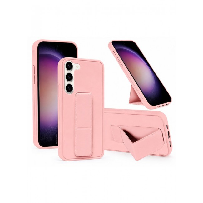 MARGOUN Premium Soft Silicone Case for Samsung Galaxy S23 Plus Magnetic Car Mount Compatible, Built-in Kickstand, Shockproof Finger Grip pink
