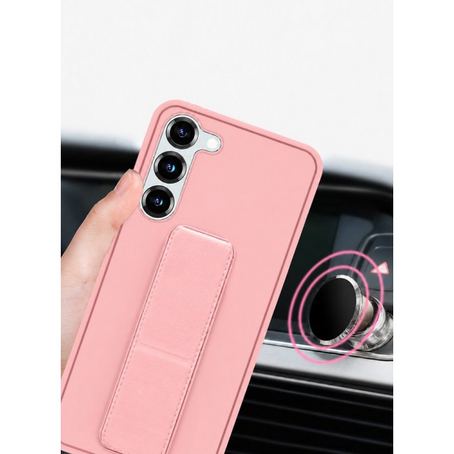 MARGOUN Premium Soft Silicone Case for Samsung Galaxy S23 Plus Magnetic Car Mount Compatible, Built-in Kickstand, Shockproof Finger Grip pink