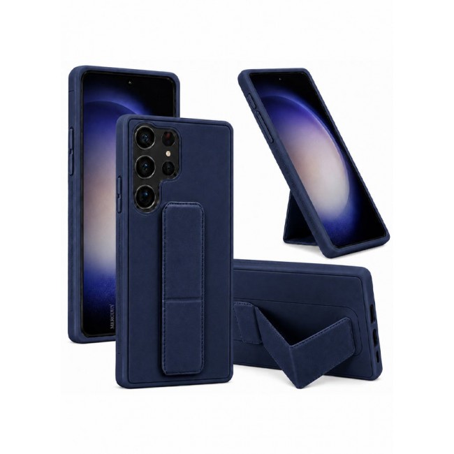 MARGOUN Premium Soft Silicone Case for Samsung Galaxy S23 Ultra Magnetic Car Mount Compatible, Built-in Kickstand, Shockproof Finger Grip blue
