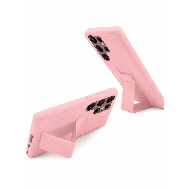 MARGOUN Premium Soft Silicone Case for Samsung Galaxy S23 Ultra Magnetic Car Mount Compatible, Built-in Kickstand, Shockproof Finger Grip pink