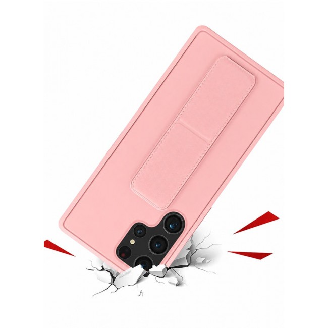 MARGOUN Premium Soft Silicone Case for Samsung Galaxy S23 Ultra Magnetic Car Mount Compatible, Built-in Kickstand, Shockproof Finger Grip pink