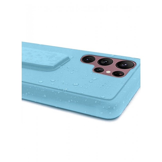 MARGOUN Premium Soft Silicone Case for Samsung Galaxy S23 Ultra Magnetic Car Mount Compatible, Built-in Kickstand, Shockproof Finger Grip Light Blue