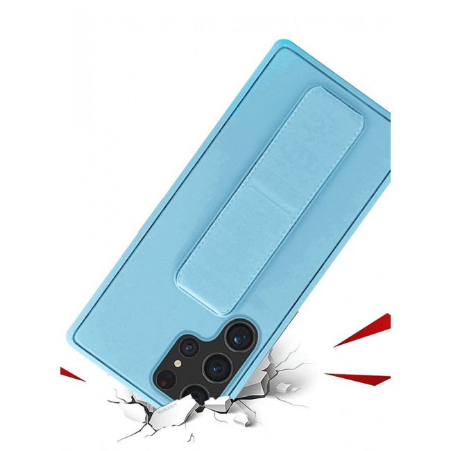 MARGOUN Premium Soft Silicone Case for Samsung Galaxy S23 Ultra Magnetic Car Mount Compatible, Built-in Kickstand, Shockproof Finger Grip Light Blue