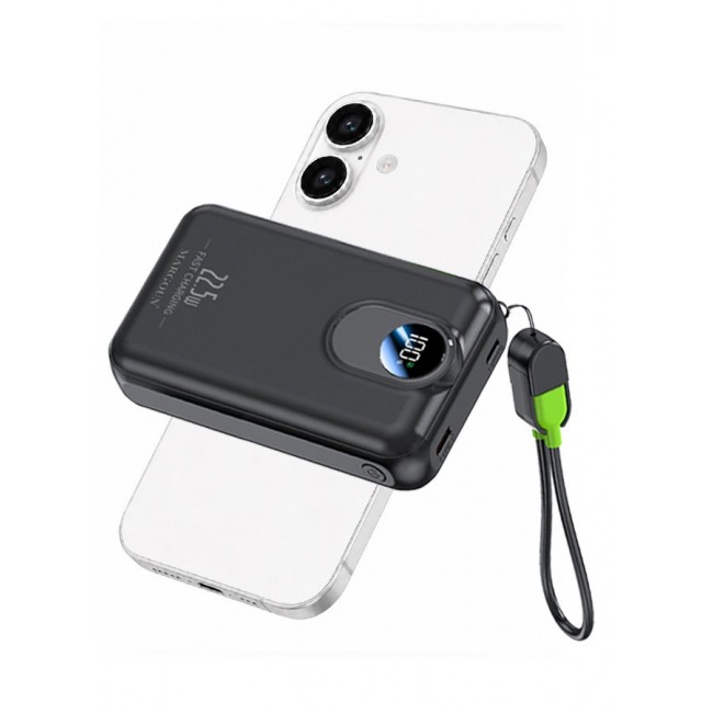 MARGOUN Magnetic Power Bank 18800mAh for iPhone 17 – MagSafe Compatible Portable Wireless Charger, 22.5w Fast Charger with Digital LED Display & Built-in Type-C to Lightning Cable black