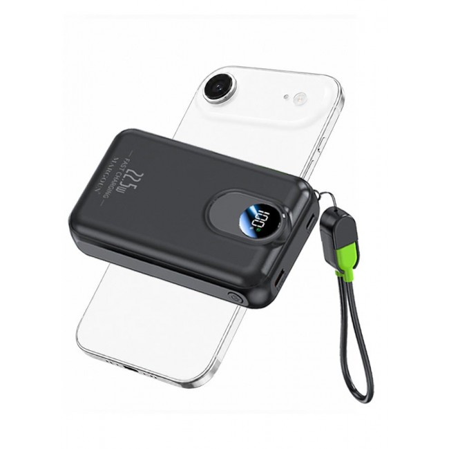 MARGOUN Magnetic Power Bank 18800mAh for iPhone 17 Air – MagSafe Compatible Portable Wireless Charger, 22.5w Fast Charger with Digital LED Display & Built-in Type-C to Lightning Cable black