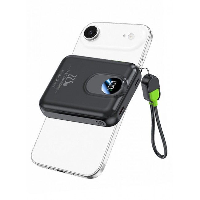 MARGOUN Magnetic Power Bank 8800mAh for iPhone 17 Air – MagSafe Compatible Portable Wireless Charger, 22.5w Fast Charger with Digital LED Display & Built-in Type-C to Lightning Cable black