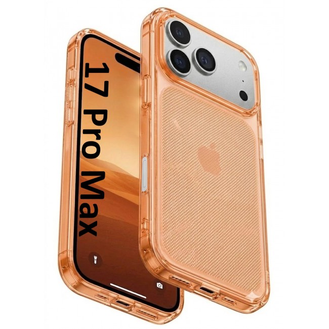 MARGOUN Protective Case for iPhone 17 Pro Max Micro-Dot Pattern, Hard TPU Slim Shockproof Cover with Enhanced Camera Guard & Anti-Scratch Finish Transparent Cosmic Orange