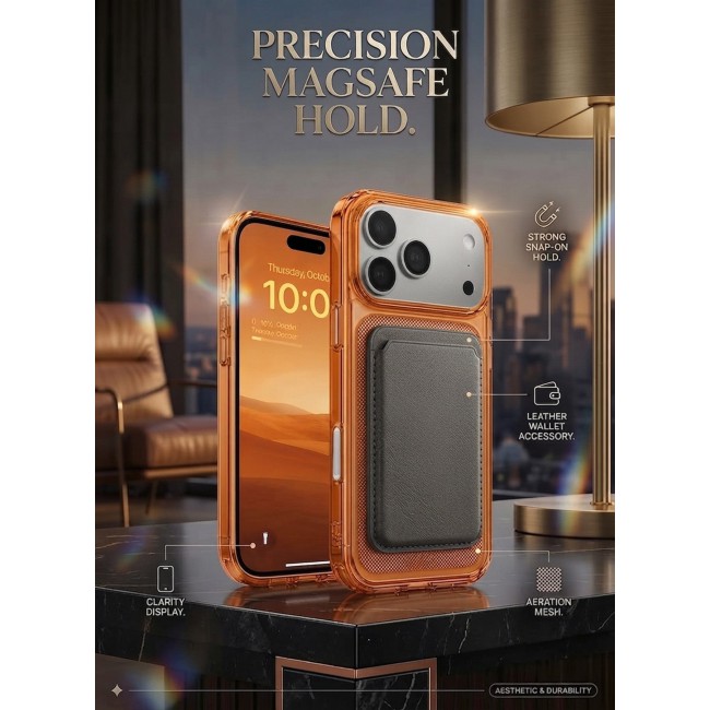 MARGOUN Protective Case for iPhone 17 Pro Max Micro-Dot Pattern, Hard TPU Slim Shockproof Cover with Enhanced Camera Guard & Anti-Scratch Finish Transparent Cosmic Orange