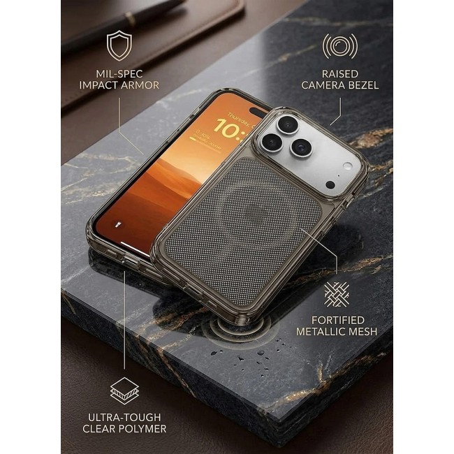 MARGOUN Protective Case for iPhone 17 Pro Max Micro-Dot Pattern, Hard TPU Slim Shockproof Cover with Enhanced Camera Guard & Anti-Scratch Finish Transparent black