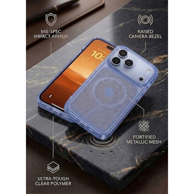 MARGOUN Protective Case for iPhone 17 Pro Max Micro-Dot Pattern, Hard TPU Slim Shockproof Cover with Enhanced Camera Guard & Anti-Scratch Finish Transparent Deep Blue