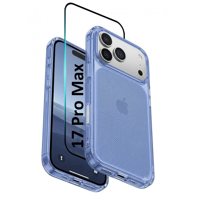 MARGOUN 2 PACK Protective Case for iPhone 17 Pro Max Micro-Dot Pattern, Hard TPU Slim Shockproof Cover with Enhanced Camera Guard & Anti-Scratch Finish Transparent Deep Blue-2