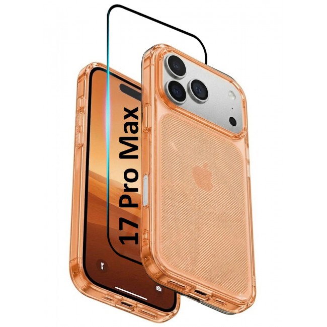 MARGOUN 2 PACK Protective Case for iPhone 17 Pro Max Micro-Dot Pattern, Hard TPU Slim Shockproof Cover with Enhanced Camera Guard & Anti-Scratch Finish Transparent Cosmic Orange-2