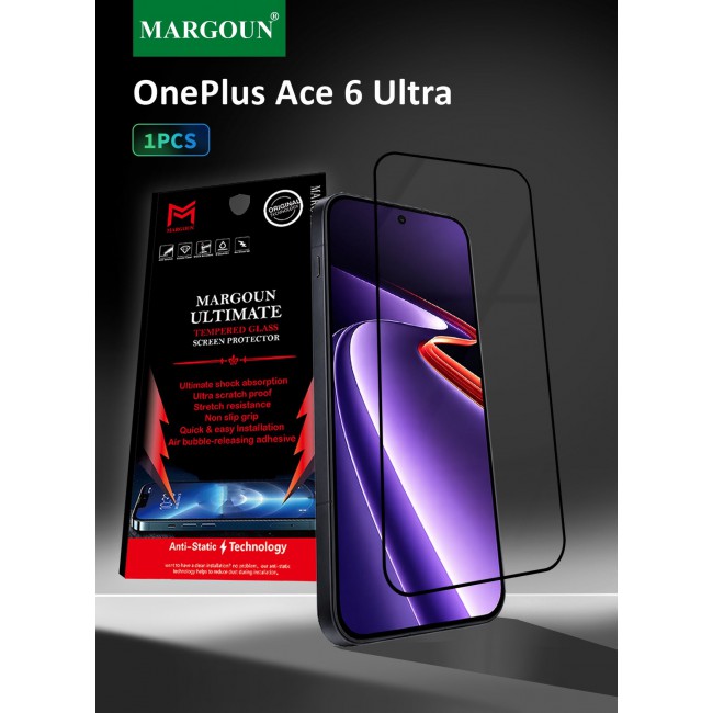 MARGOUN 3D Edge Tempered Glass Screen Protector for OnePlus Ace 6 Ultra Black Border Anti-Scratch Bubble-Free HD Clear Mobile Protection Cover 1 PACK