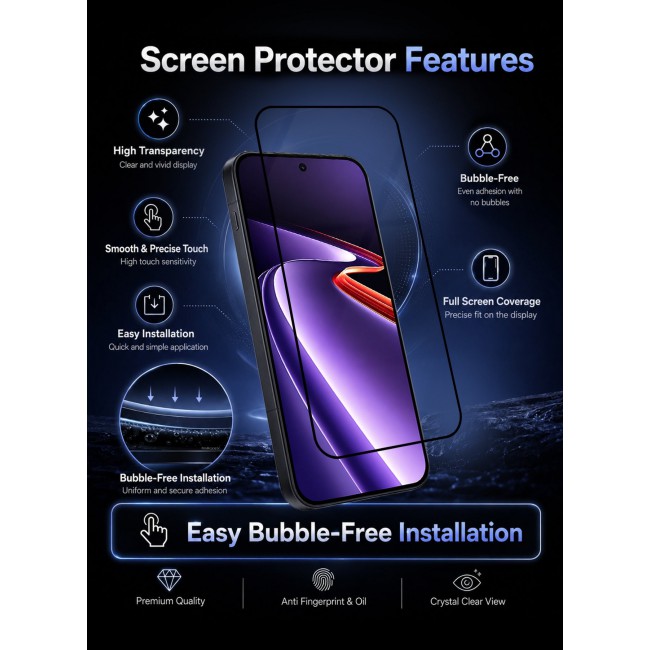 MARGOUN 3D Edge Tempered Glass Screen Protector for OnePlus Ace 6 Ultra Black Border Anti-Scratch Bubble-Free HD Clear Mobile Protection Cover 1 PACK