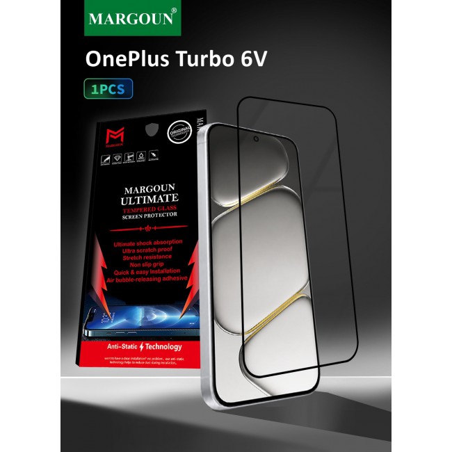 MARGOUN 3D Edge Tempered Glass Screen Protector for OnePlus Turbo 6V Black Border Anti-Scratch Bubble-Free HD Clear Mobile Protection Cover 1 PACK